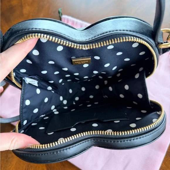 Kate Spade Amour Smooth Leather 3D Heart Crossbody Bag with Gold Chain Accent - Picture 12 of 16